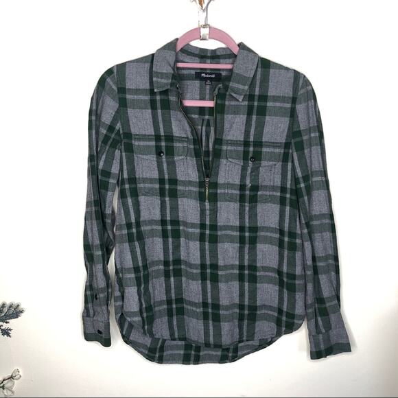 MADEWELL Flannel Zip Popover Washburn Plaid {ZZ8} - Picture 4 of 8